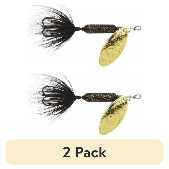 (2 pack) Yakima Bait, Original Rooster Tail, Inline Spinnerbait fishing lure, Black, 1.8oz