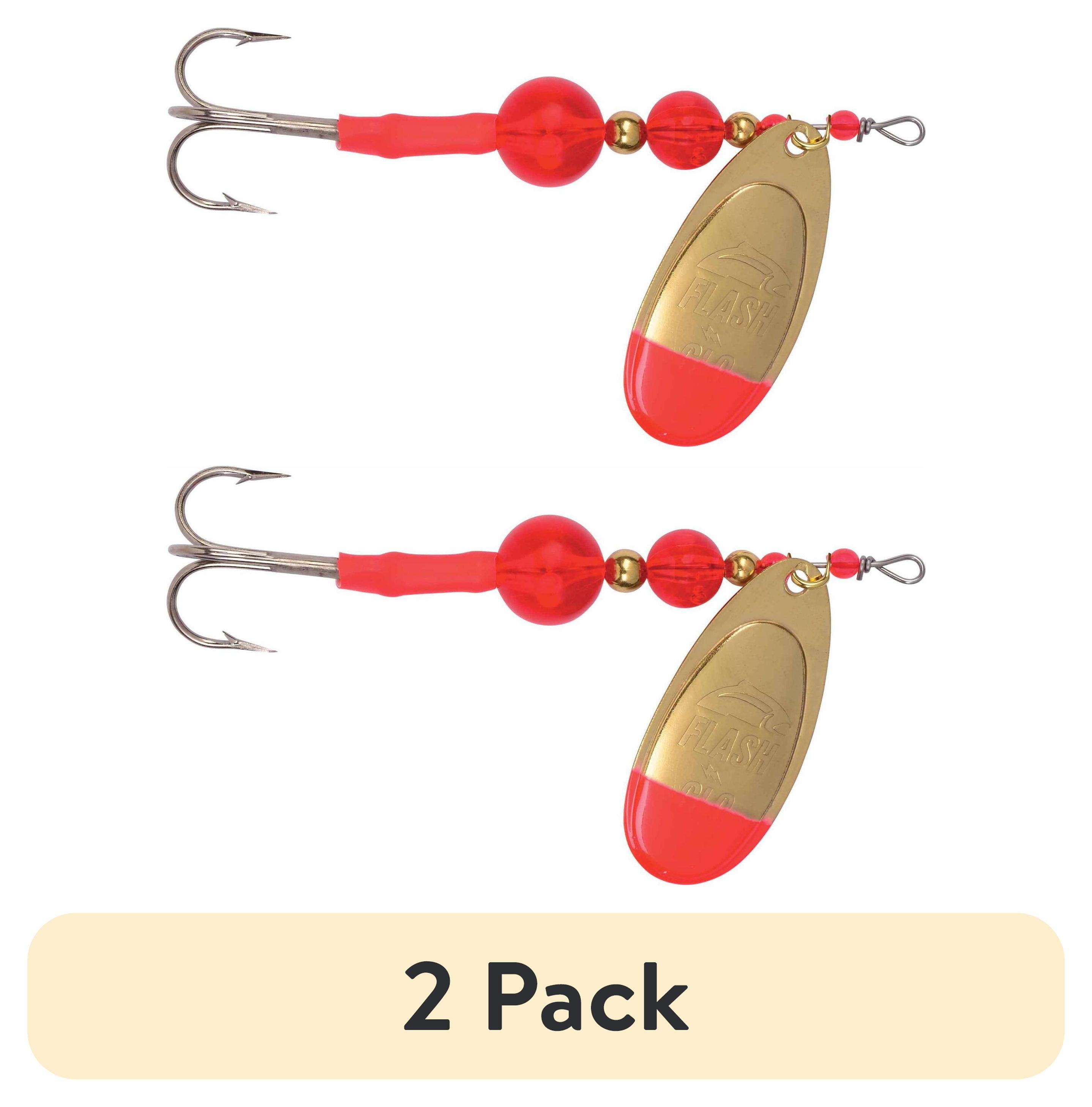 (2 pack) Yakima Bait Worden's Flash Glo 3 3/4" UV Casting Spinner, Brass Red Tip, 3/8 oz.