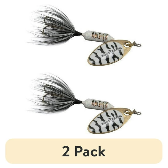 (2 pack) Yakima Bait Worden's Original Rooster Tail Lure, White & Black Tiger, 1/16 oz.