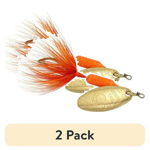 (2 pack) Yakima Bait Worden's Original Single Hook Rooster Tail, Inline Spinnerbait Fishing Lure, Glitter Flame, 1/16 oz.