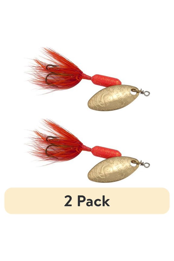 (2 pack) Yakima Bait Worden's Original Single Hook Rooster Tail, Inline Spinnerbait Fishing Lure, Glitter Flame, 1/16 oz.