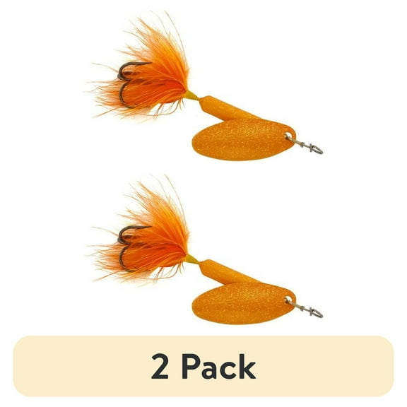 (2 pack) Yakima Bait Worden's Original Single Hook Rooster Tail, Inline Spinnerbait Fishing Lure, Glitter Orange, 1/4 oz.