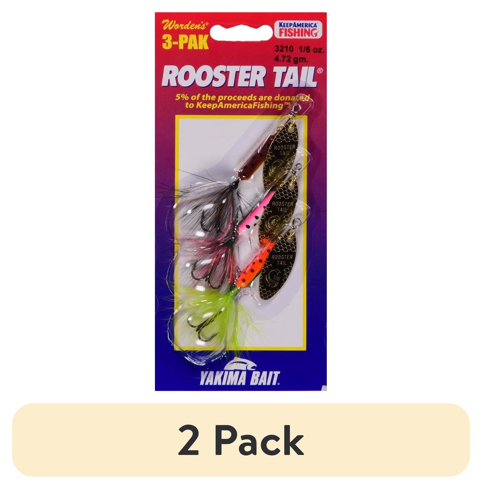 (2 pack) Yakima Bait Worden's Rooster Tail Spinner Trophy Fishing Lure Kit, 1/6 oz., 3 Count, 3210 S103