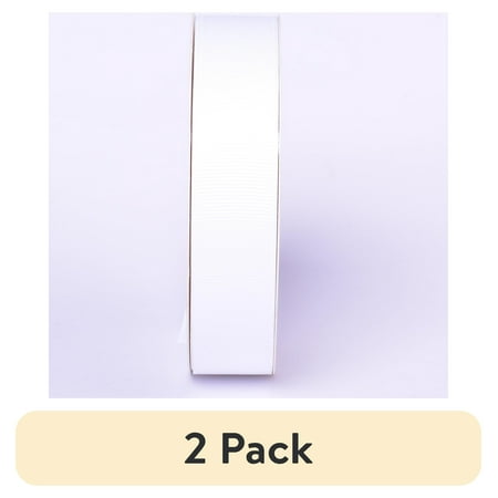 (2 pack) Yama Ribbon, Mega Grosgrain Ribbon White, 0.875inch x 75 feet