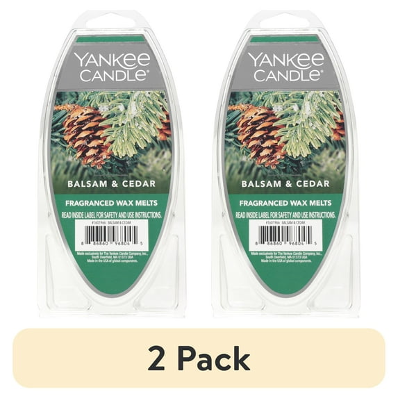 (2 pack) Yankee Candle Balsam & Cedar - Fragranced Wax Melts (Single Pack)