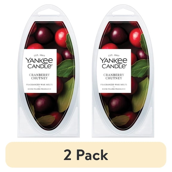 (2 pack) Yankee Candle Cranberry Chutney - Fragranced Wax Melts (Single Pack)