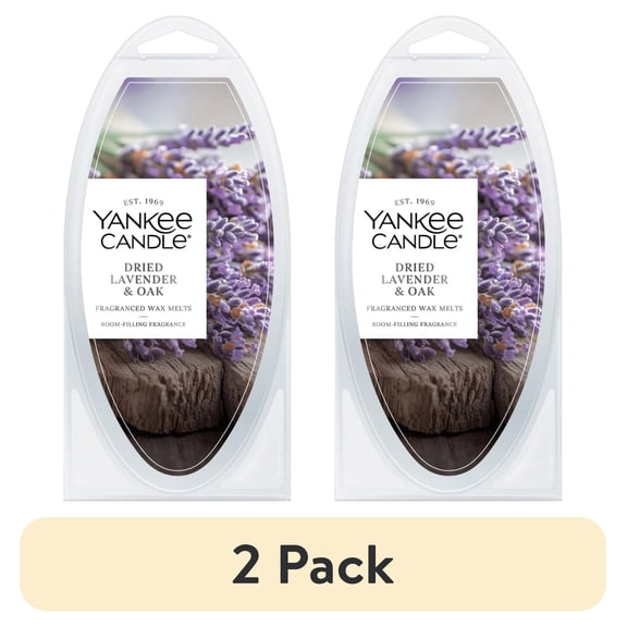 (2 pack) Yankee Candle Dried Lavender and Oak Fragranced Wax Melts, 1 Pack of 6, 2.6 oz