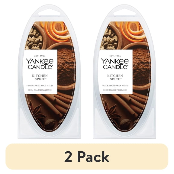(2 pack) Yankee Candle Kitchen Spice Fragranced 6pc Wax Melts, 1 Pack of 6, 2.6 oz