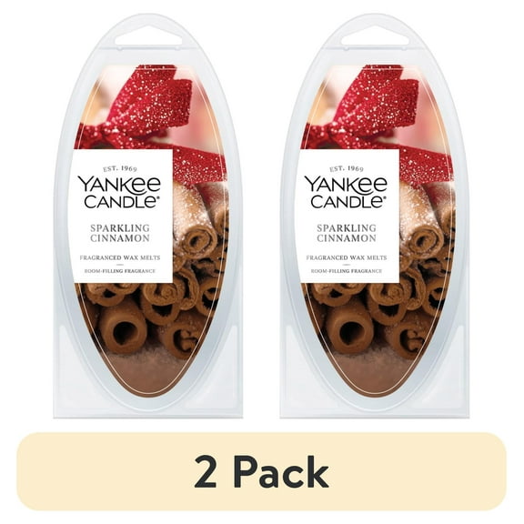 (2 pack) Yankee Candle Sparkling Cinnamon Fragranced Wax Melts, 1 Pack of 6, 2.6 oz