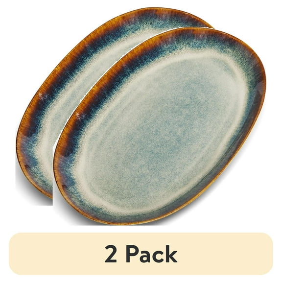 (2 pack) Yellowstone Ceramic Oval Platter, Kayce Collection