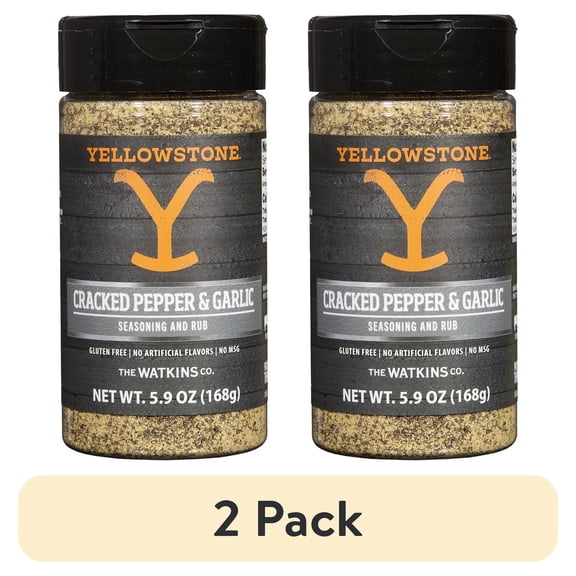 (2 pack) Yellowstone Cracked Pepper Garlic Seasoning & Rub, 5.9 oz