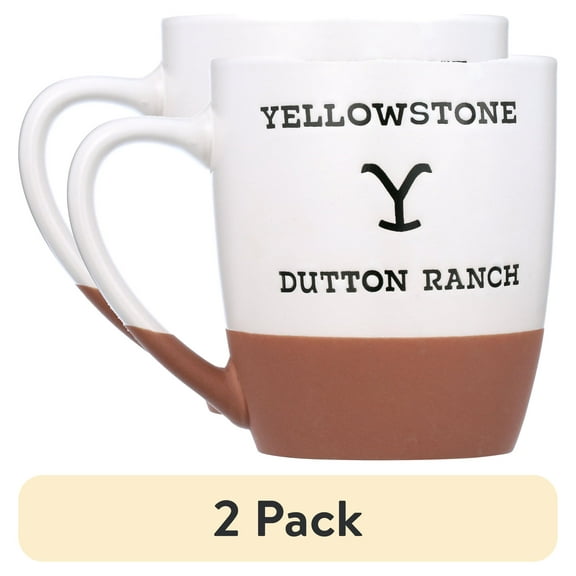 (2 pack) Yellowstone Dutton Ranch Stoneware Coffee Mug, 16oz