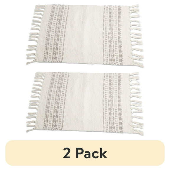 (2 pack) Yellowstone Rectangular Kitchen Table Placemat, Grey