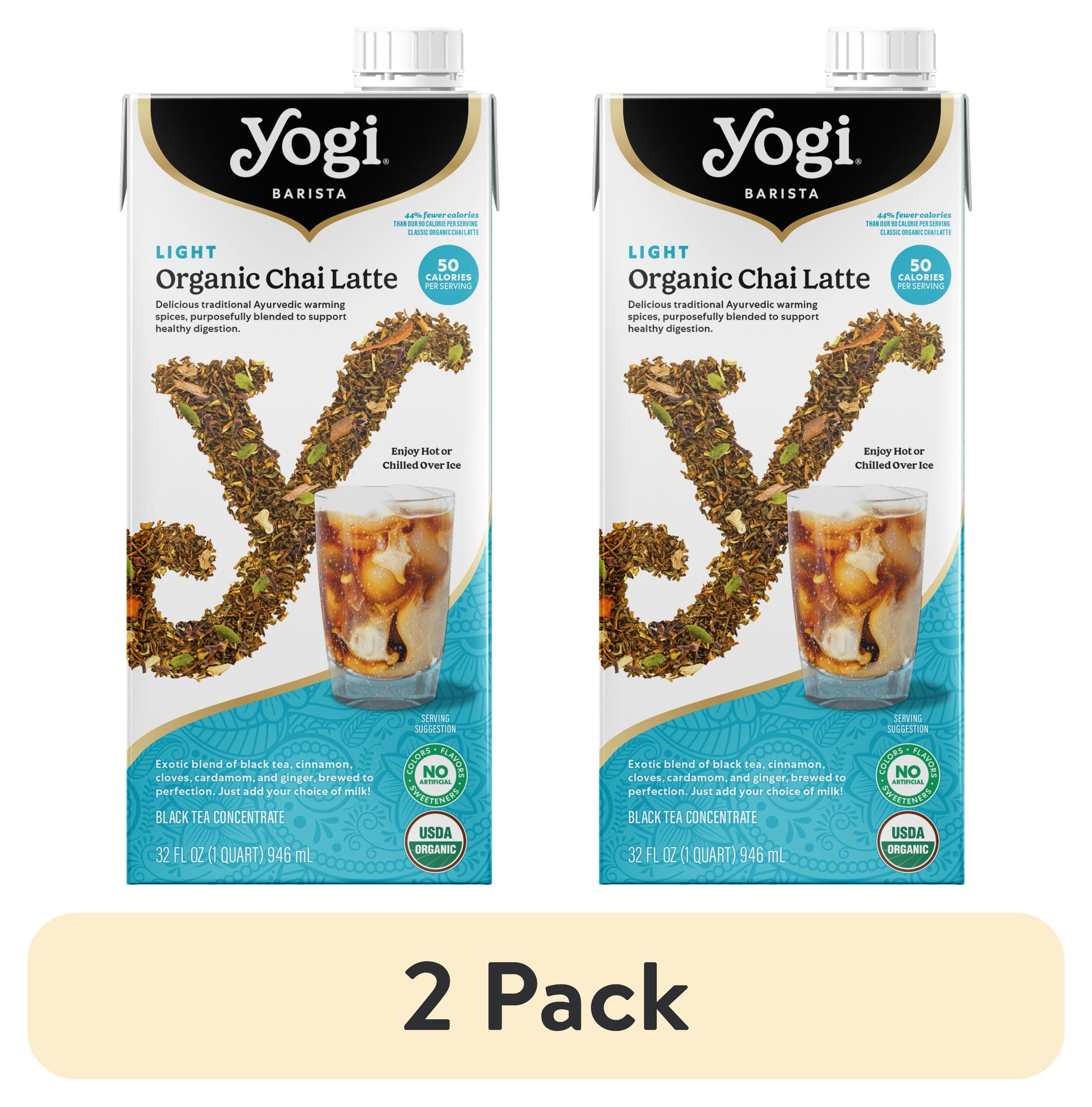 (2 pack) Yogi Barista Light Organic Chai Latte, Black Tea Concentrate, 32 fl oz Carton
