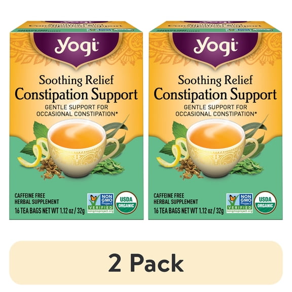 (2 pack) Yogi Tea Soothing Relief Constipation Support, Laxative Tea Bags, 16 Count