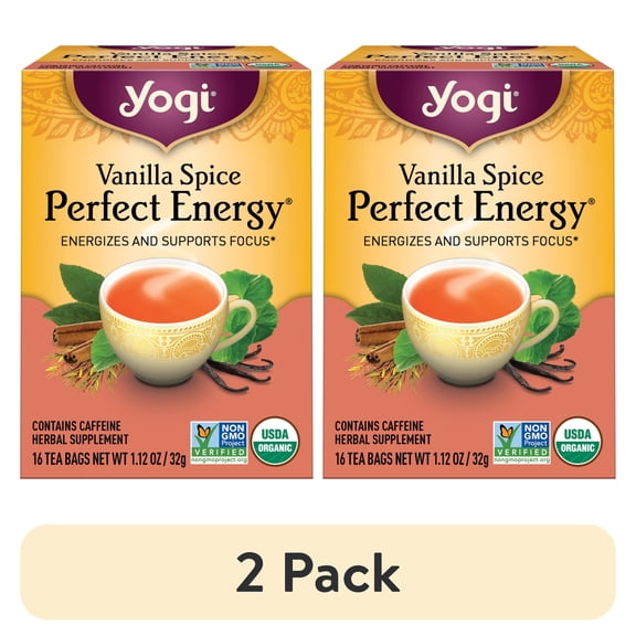 (2 pack) Yogi Tea, Vanilla Spice Perfect Energy Tea, Tea Bags, 16 Ct, 1.12 OZ