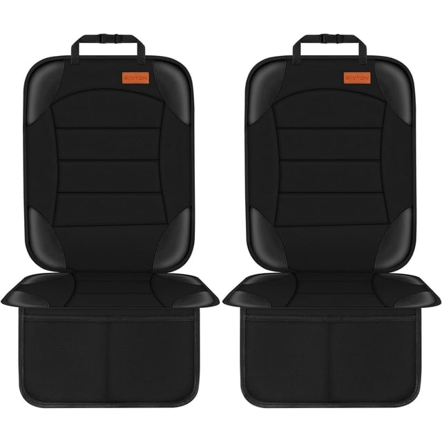 (2 pack) Yonktoo Car Seat Protector for Child Car Seat,Waterproof Car Seat Cover for Leather and Fabric Seats, 2 Mesh Pockets, Non-Slip Bottom,Thick Padding Cushion