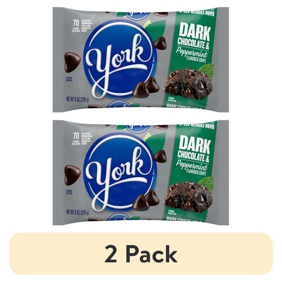 (2 pack) York Dark Chocolate and Peppermint Flavored Baking Chips, Bag 8 oz