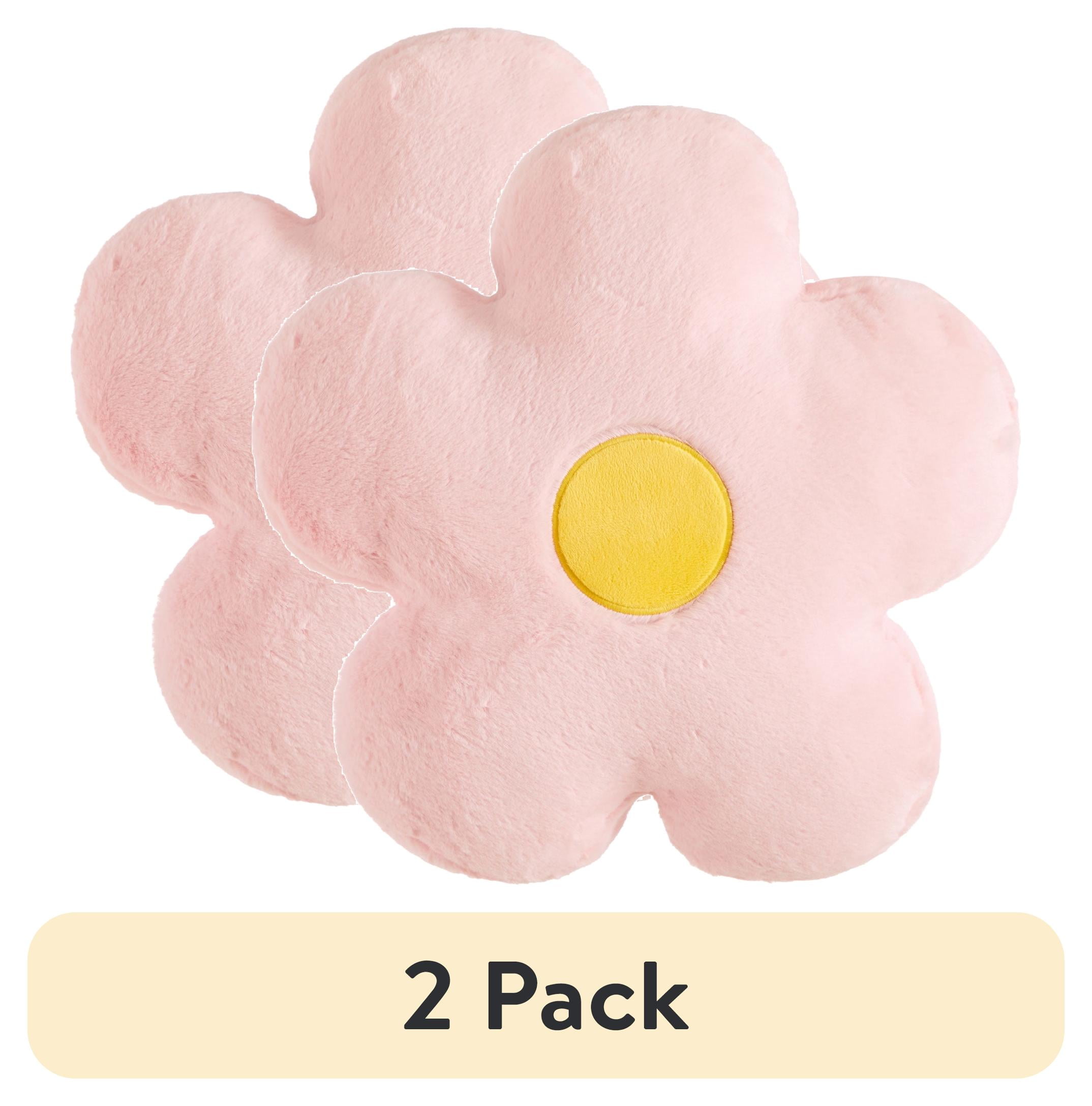 (2 pack) Your Zone 16"  Huggable Flower Pillow & 50" x 60" Throw Set, Pink