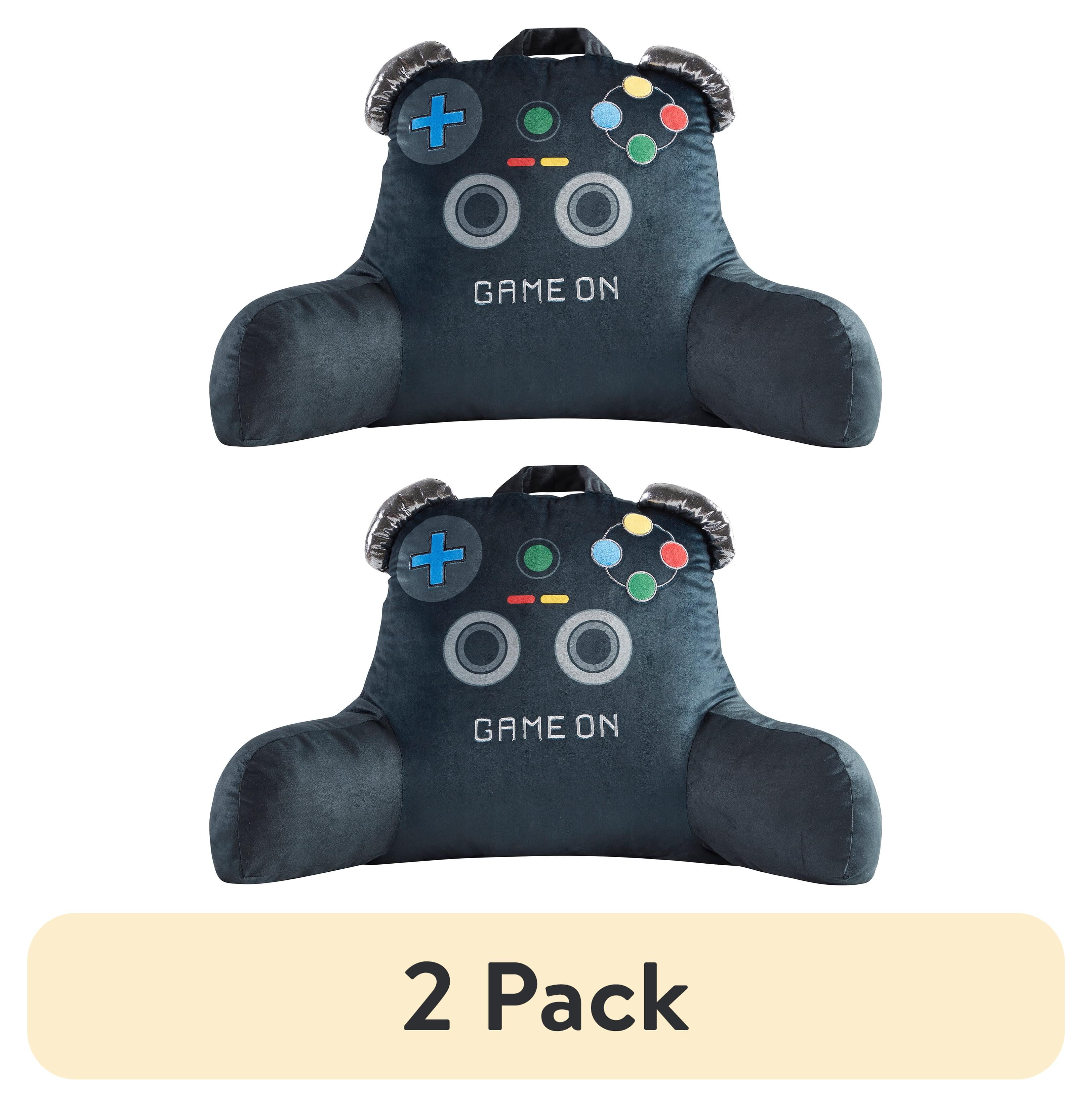 (2 pack) Your Zone Backrest Lounger Pillow, Black Gamer, 21.25 in x 21 in