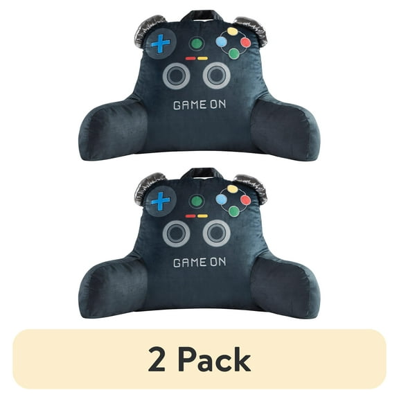 (2 pack) Your Zone 21.25" x 21" Black Gamer Backrest Lounger Pillow