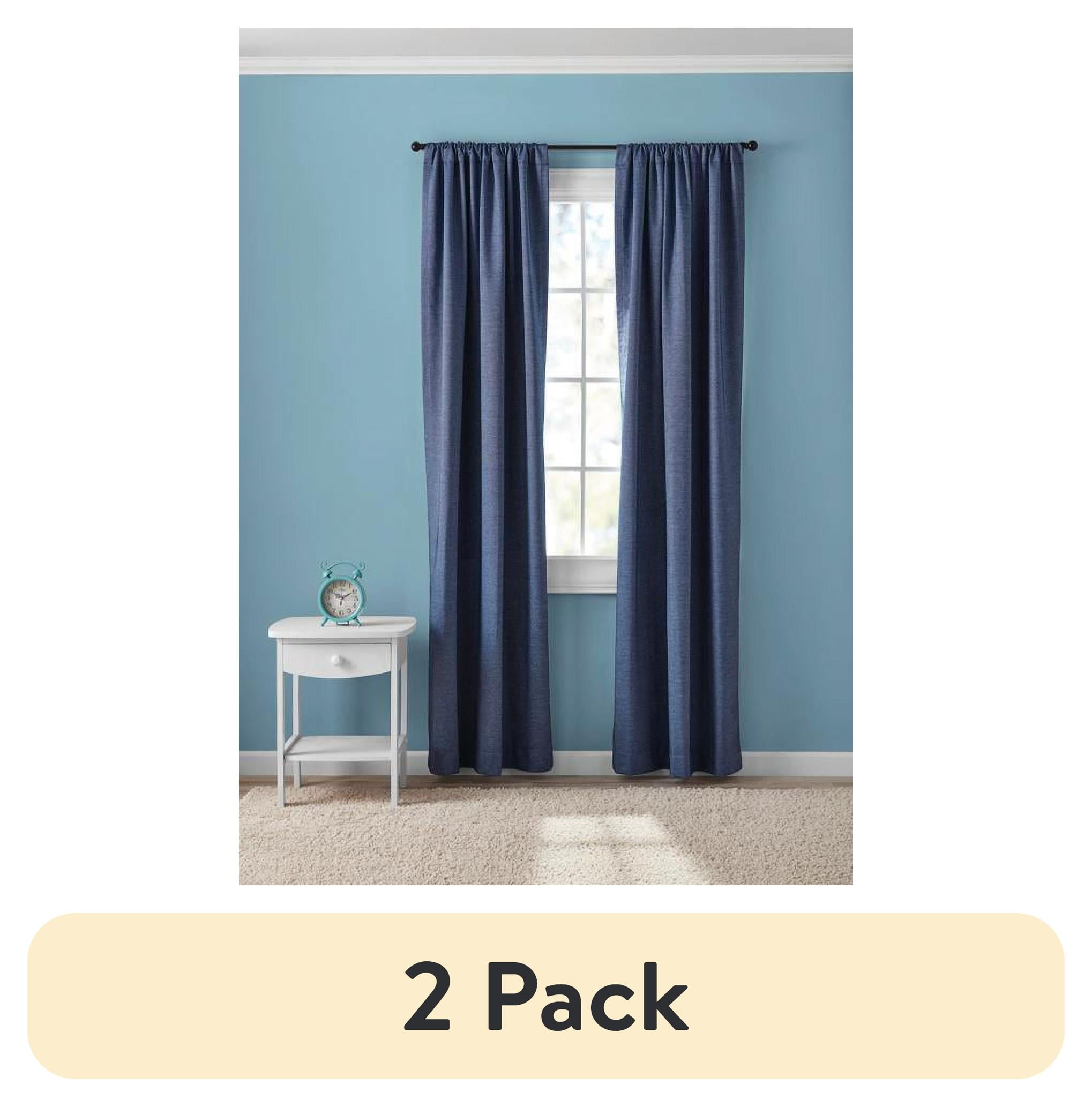 (1 pack) Your Zone Blackout Curtain Panel Pair, Set of 2, Chambray Blue, 38"W x 84"L