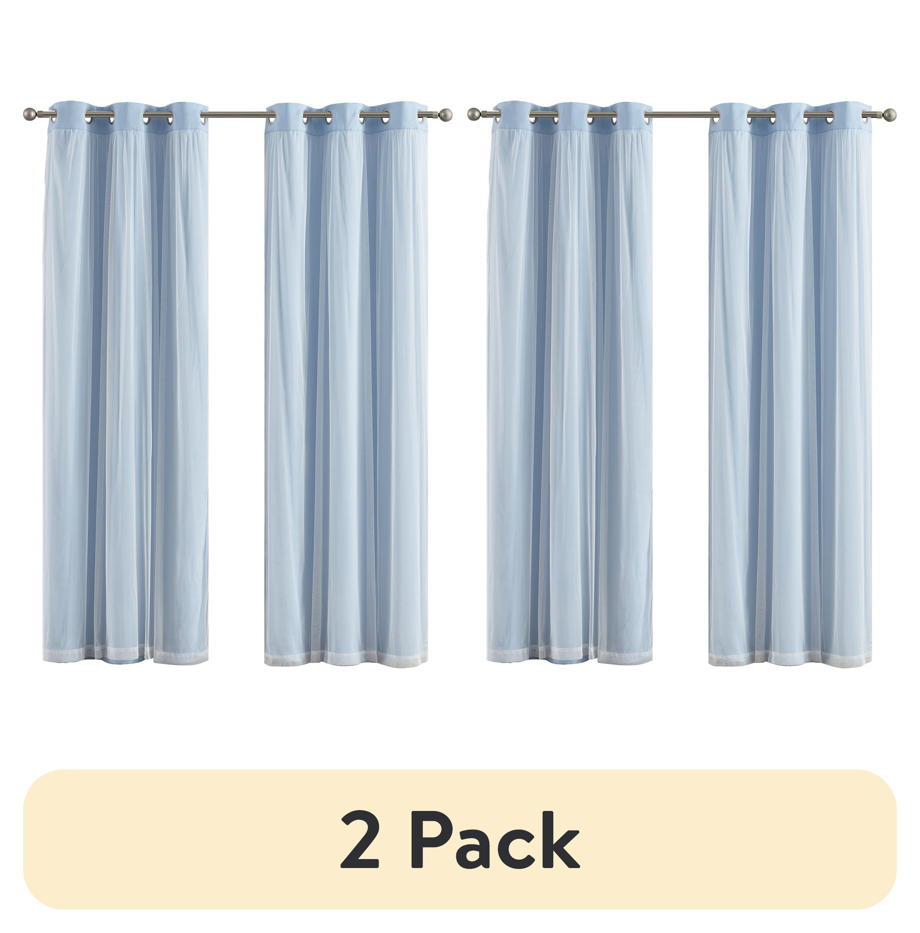(2 pack) Your Zone Blackout Curtain Panel with Sheer Overlay, 1 Panel, Blue, 37" W x 84" L