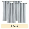 thumbnail image 1 of (2 pack) Your Zone Grey Blackout with Sheer Overlay Grommet Curtain Panel, 37" x 63", 1 of 9
