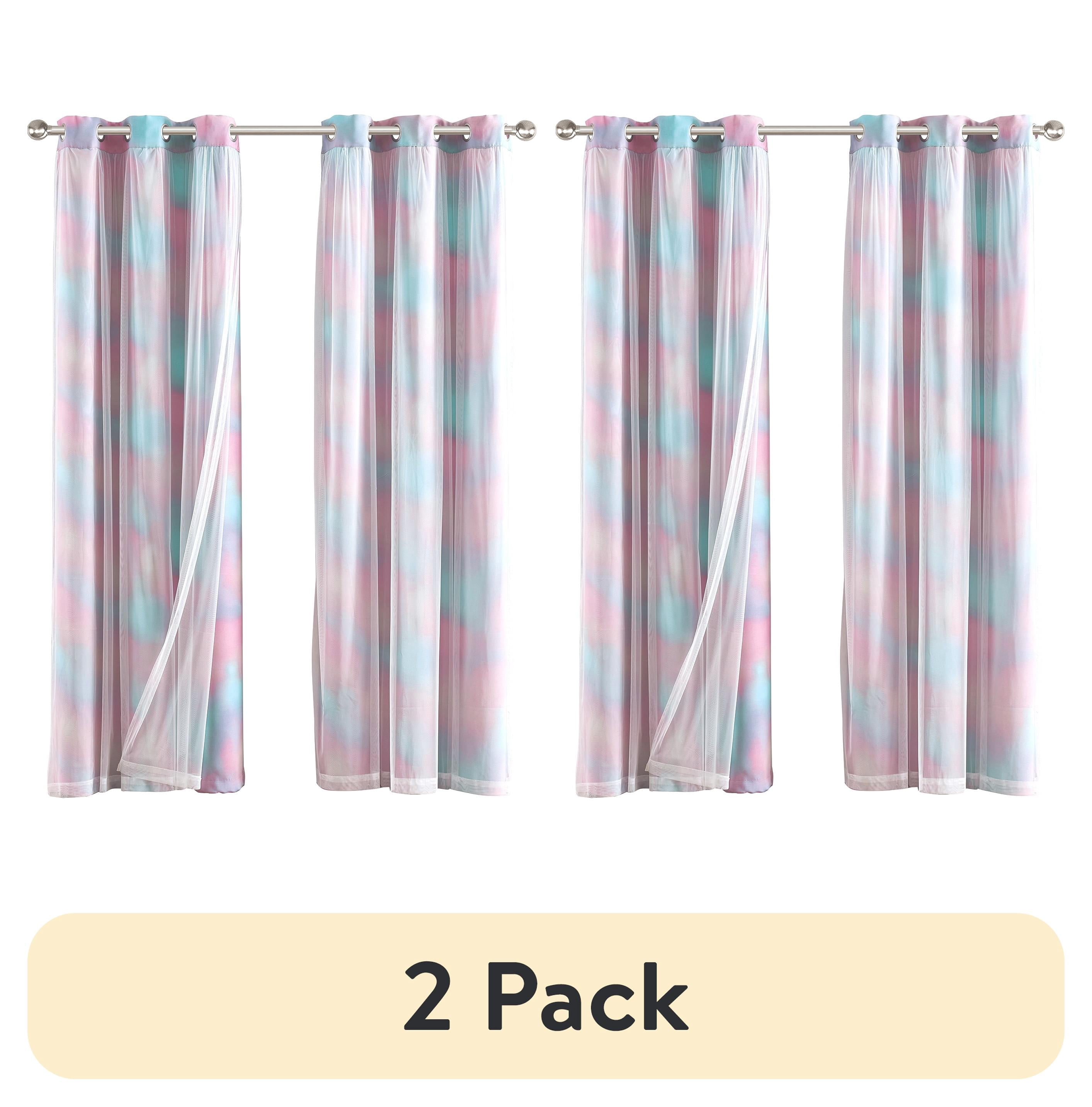 (2 pack) Your Zone Blackout Curtain Panel with Sheer Overlay, 1 Panel, Tie Dye, 37" W x 84" L