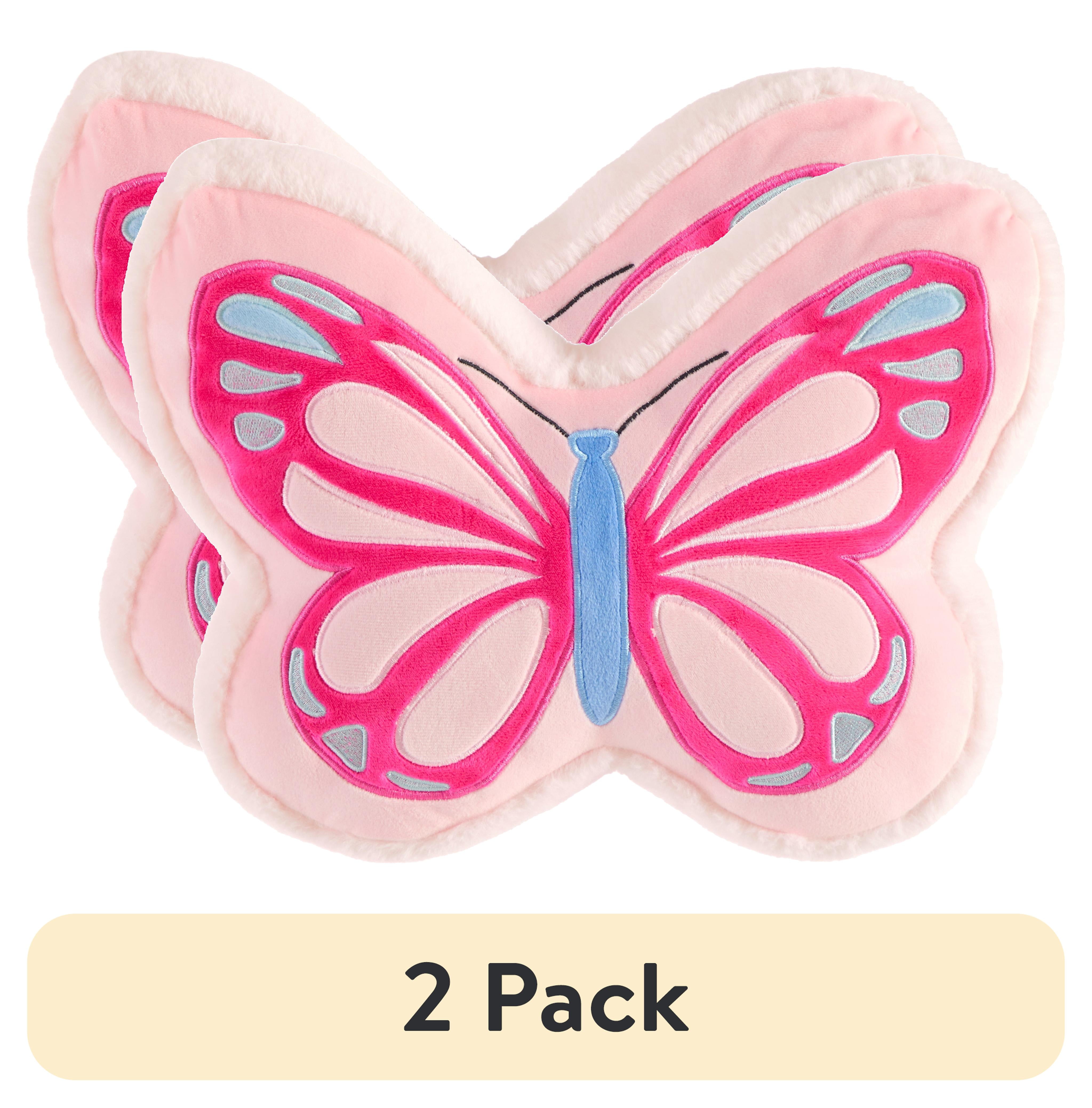 (2 pack) Your Zone Butterfly Decorative Pillow for Kids, Pink, Spot-clean, 11" H