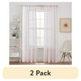 thumbnail image 1 of (2 pack) Your Zone Diamond Clip Sheer Single Curtain Panel, Pink Starlight, 38"W x 84"L, 1 of 7