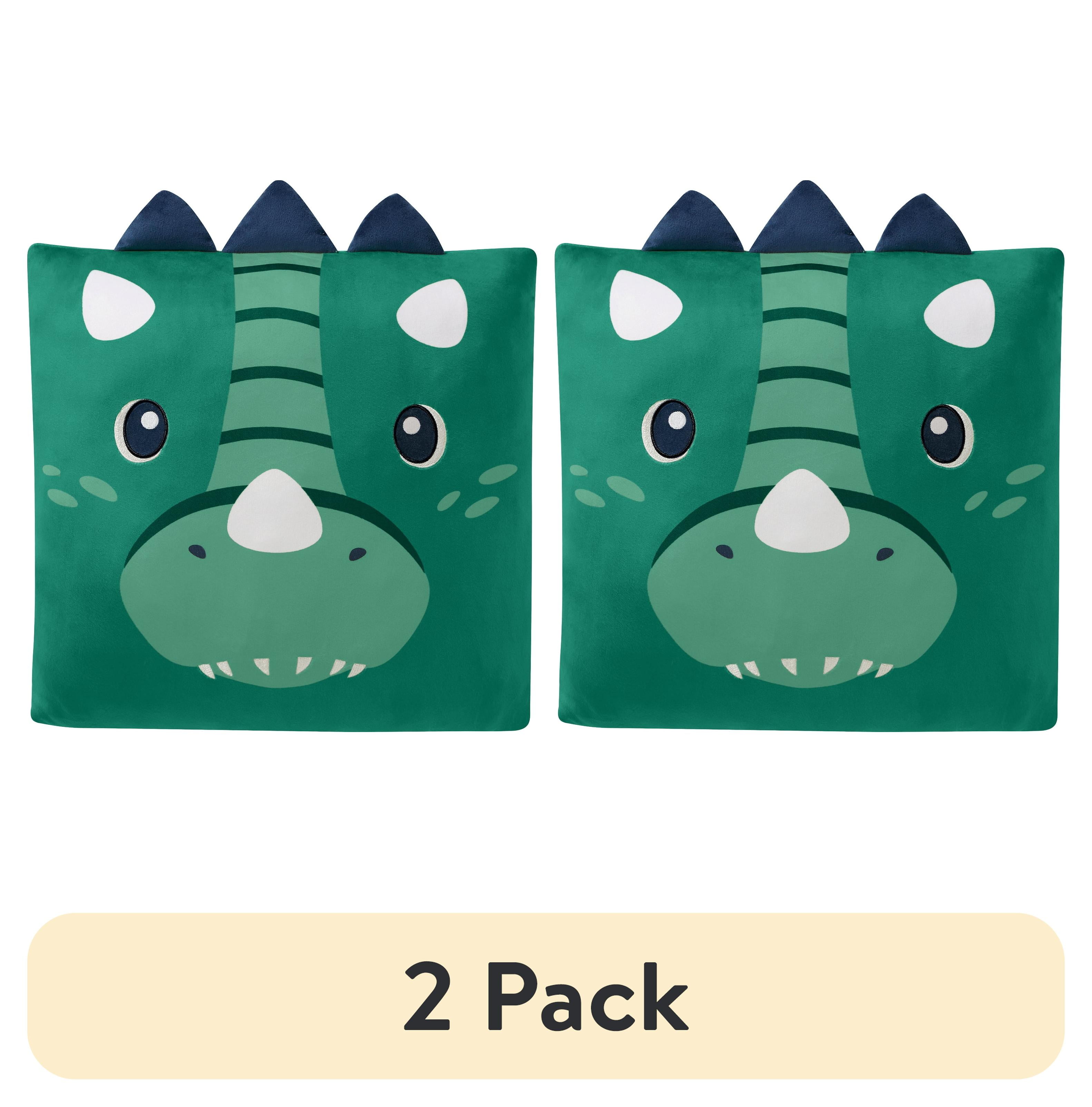 (2 pack) Your Zone Snuggly Dino Decorative Pillow, 18 in x 18 in, Multicolor