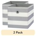 thumbnail image 1 of (2 pack) Your Zone Kids Collapsible Fabric Storage Bin, 10.5" x 10.5" x 10.75", Gray Stripe, 1 of 8