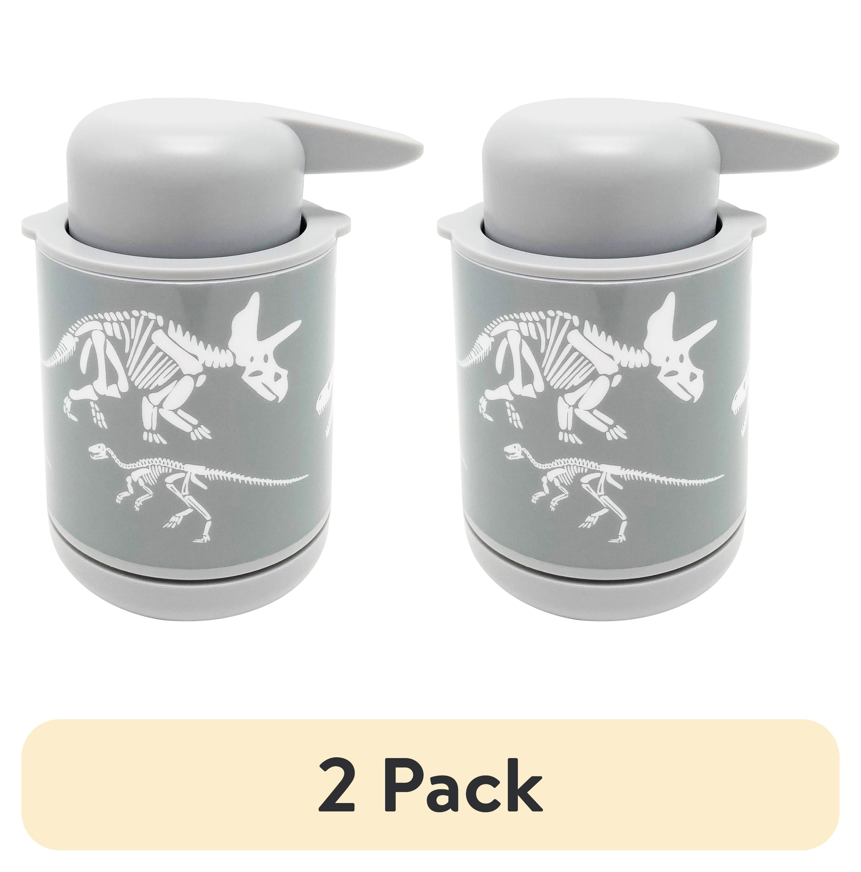 (2 pack) Your Zone Kids Dino Soap Pump, Gray, 14 oz, Non-Slip Silicone Bottom