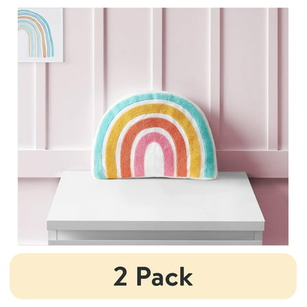 (2 pack) Your Zone Kids Rainbow Decorative Pillow 10” x 14”, Chenille Plush Polyester, Unisex, Multicolor