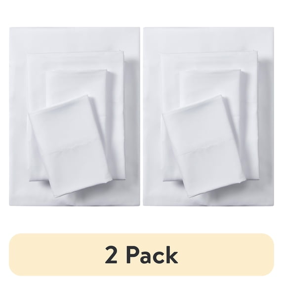 (2 pack) Your Zone Kids Soft Microfiber Sheet Set, White, Full, 4 Pieces, Easy Care