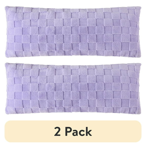 (2 pack) Your Zone Lilac Bud Checkerboard Plush Body Pillow, 19" x 48"