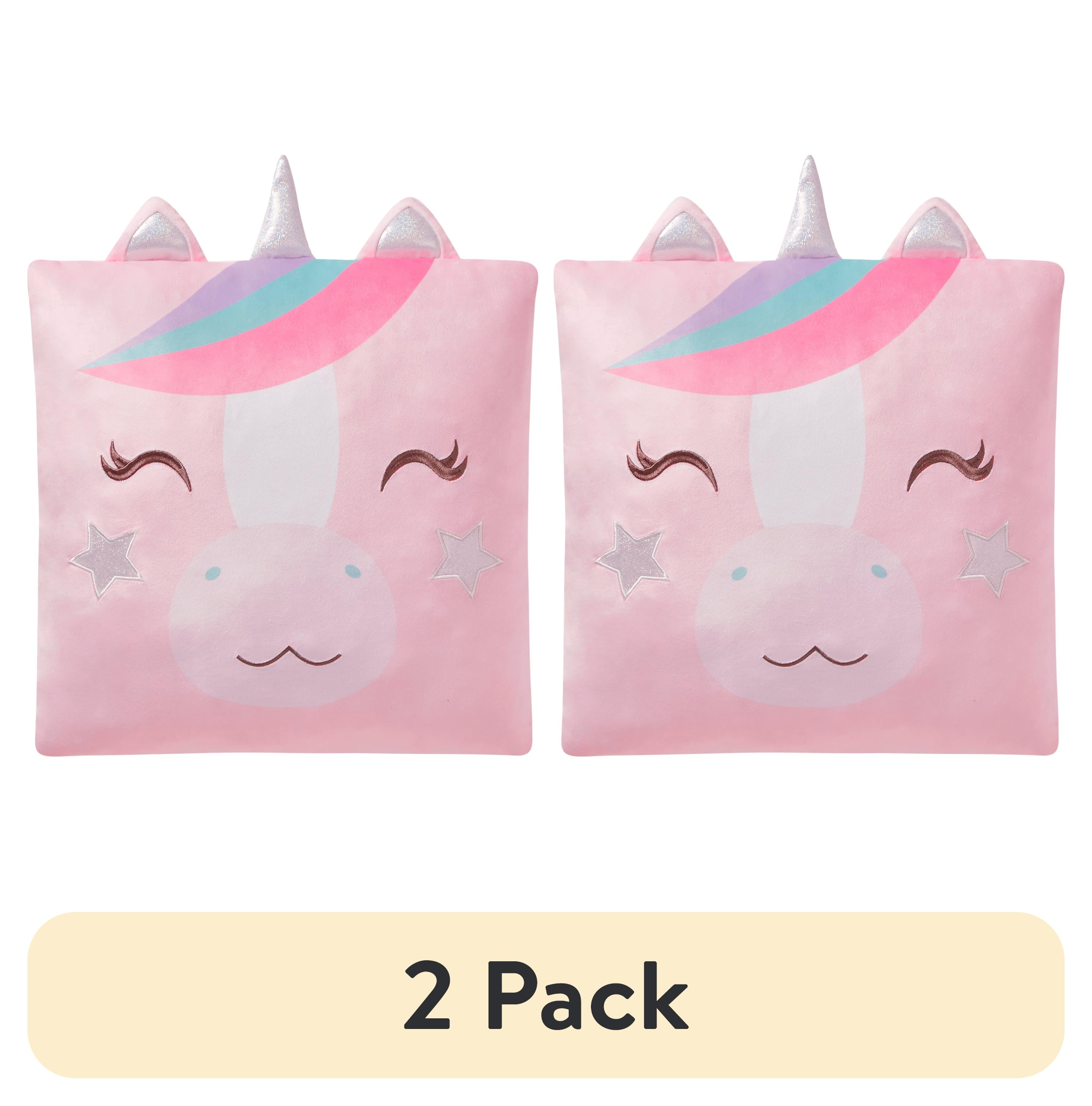 (2 pack) Your Zone Unicorn Snuggly Pillow, 18" x 18", Multicolor, Decorative