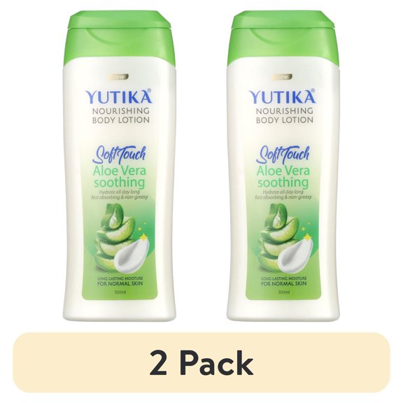 (2 pack) Yuthika Daily Moisturizing Body Lotion, Long Lasting, Non-Greasy, Fast Fast-Absorbing Lotion, Alove Vera, 10.58 Oz