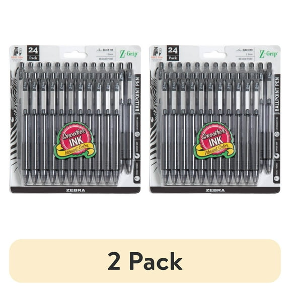 (2 pack) Z-Grip Retractable Ballpoint 1.0mm Black 24pk