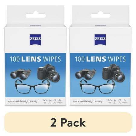 (2 pack) ZEISS Gentle and Thorough Cleaning Eyeglass Lens Cleaner Wipes, 100 Count