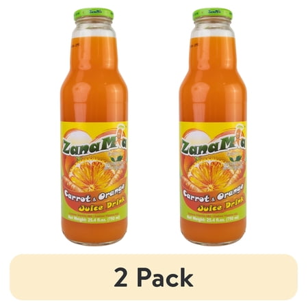 (2 pack) ZanaMia Carrot Orange Juice Drink, 25.4 fl oz Single Glass Bottle