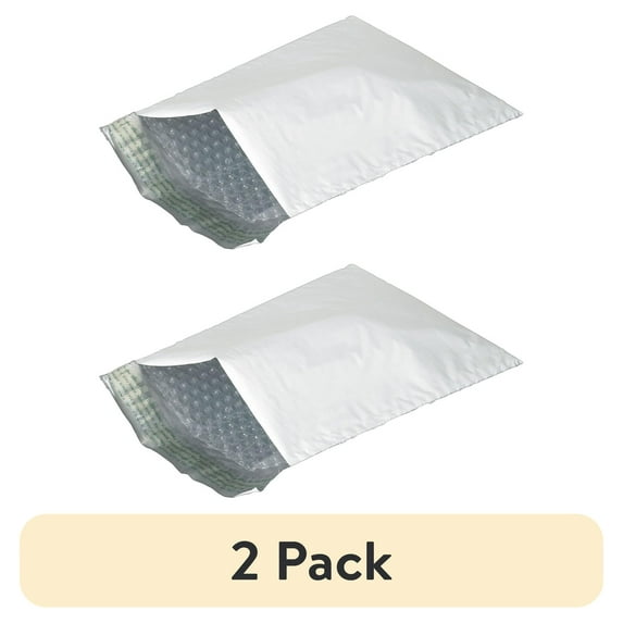 (2 pack) ZORO SELECT 36DZ06 Bubble Lined Poly Mailers,8 1/2"x12",White,PK25
