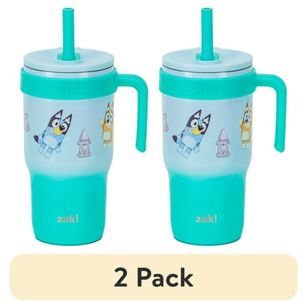 (2 pack) Zak Designs 18oz Bluey Kids Straw Handle Tumbler