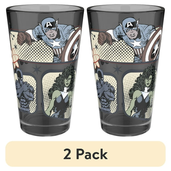 (2 pack) Zak Designs Marvel 16oz Pint Glass