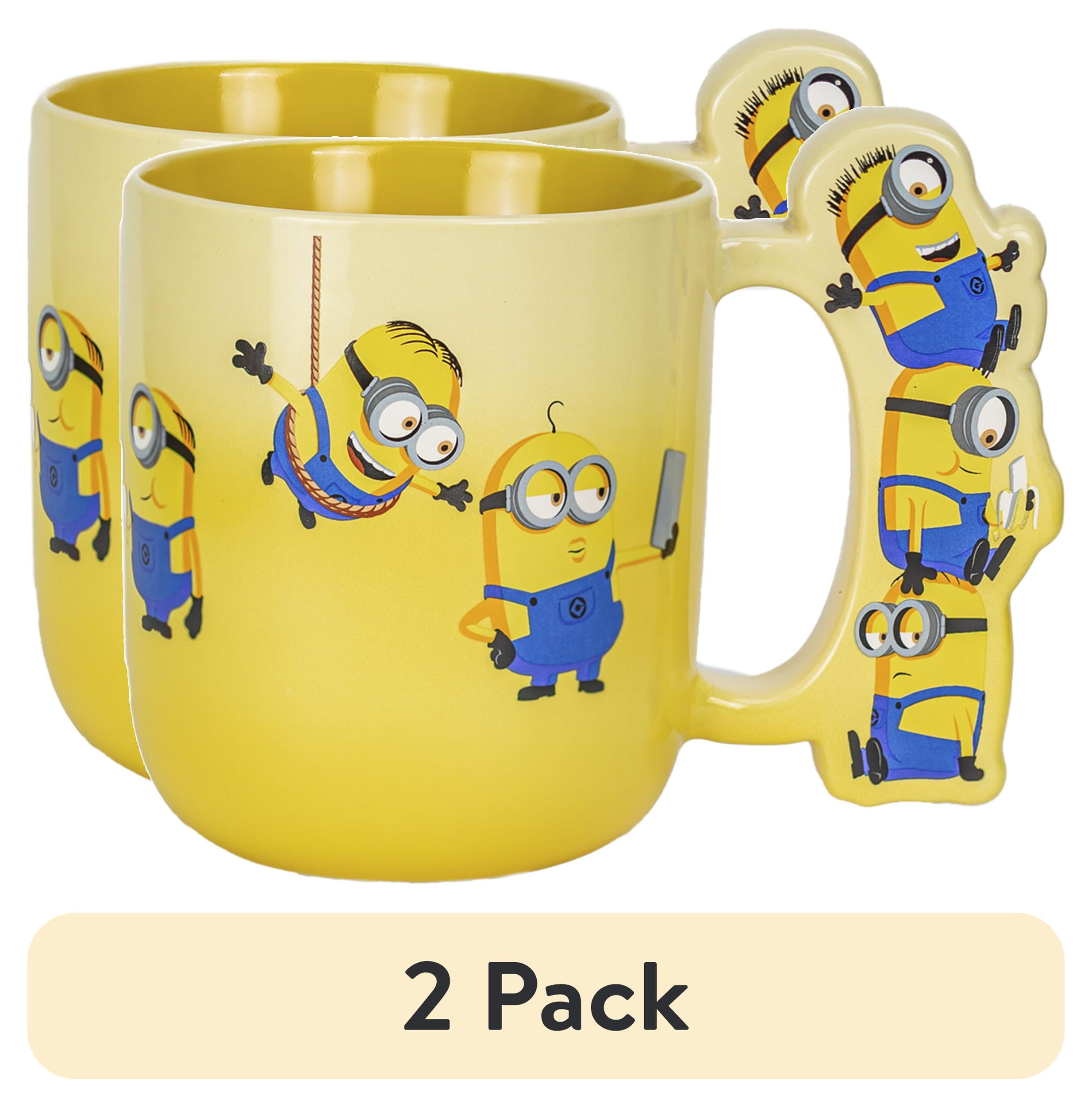 (2 pack) Zak Designs 15oz Ceramics Sculpted Hande Mug -  Minions