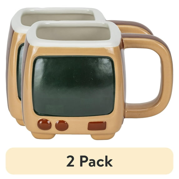 (2 pack) Zak Designs Retro TV Color Change Sculpted Mug