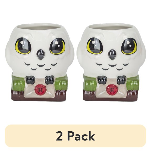 (2 pack) Zak Designs Sculpted Mug, Harry Potter Hedwig
