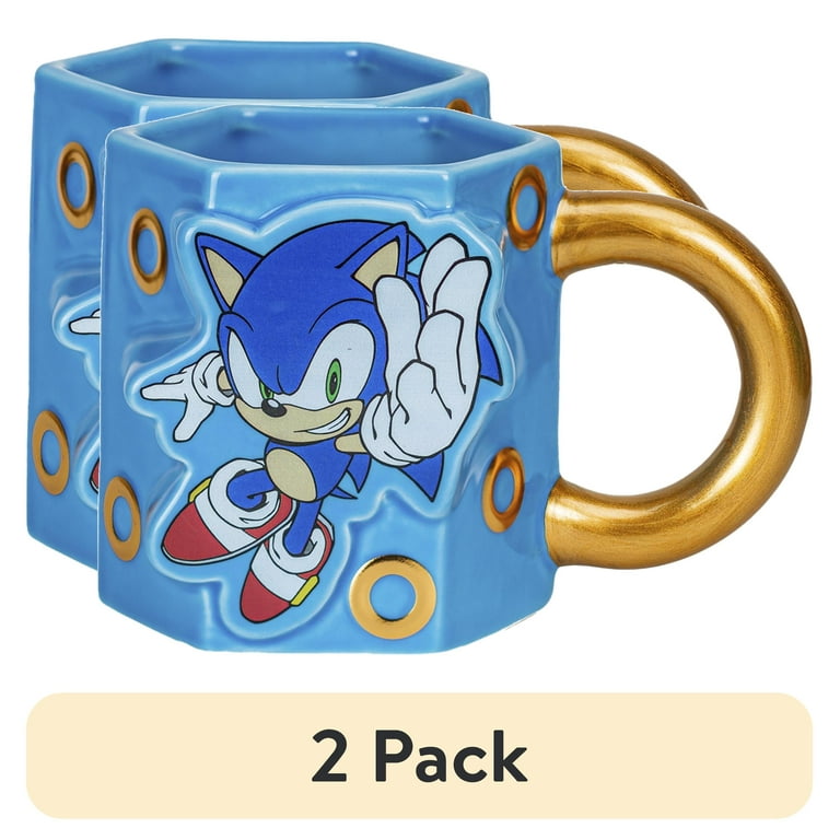 2 pack) Zak Designs 16oz Sonic the Hedgehog Ceramic Sculpted Mug