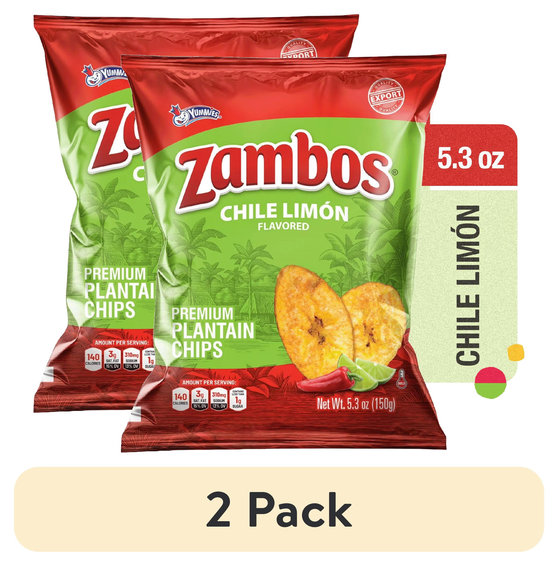 (2 pack) Zambos Premium Chile Limón Plantain Chips, 5.30 oz Bag